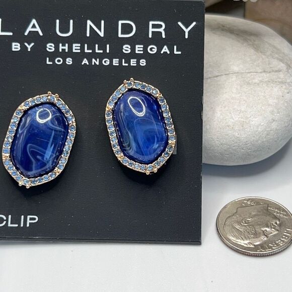 Gold Blue Resin Clip On Earrings Laundry by Shelli Segal $18 ea / 3 for $30 - Picture 6 of 8